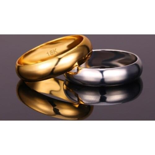 Fashion ring Small Big Size Smooth Mens Ring on Finger Plated 18K Gold Rings for Women Stainless Steel Fine Jewelry For Couples