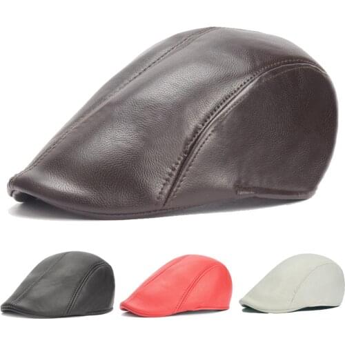 Men’s Leather Cap Casual Outdoor Newsboy Gatsby Hat Golf Driving Beret Hats HATCS0360