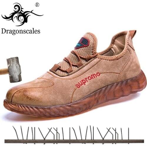 Men Steel Toe Cap Boots Genuine Leather Breathable Labor Insurance Beef Tendon Puncture Proof Casual Boot Mens Safety Work Shoes