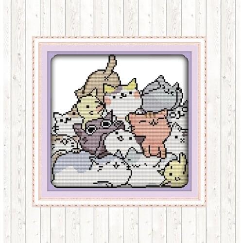 The Lovely Cats Cross Stitch Package Needlework Embroidery Patterns 14ct 11ct Count Print Canvas DIY Crafts DMC Embroidery Kits