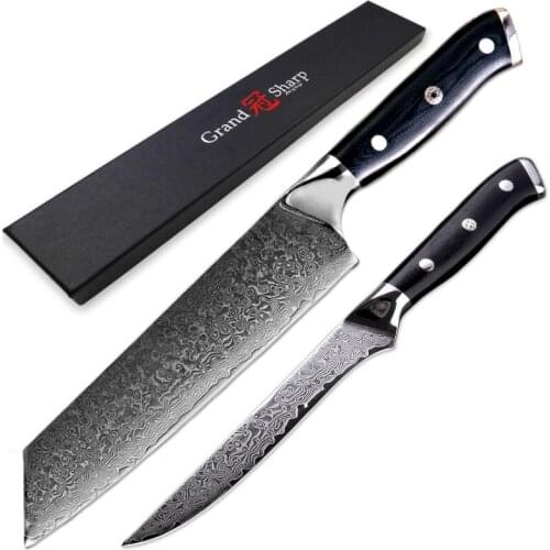 Damascus Knife Set 2 Pcs Chef Knives Sets Kiritsuke Boning Knife vg10 Japanese Damascus Steel Kitchen Knives Pro Butcher Tools