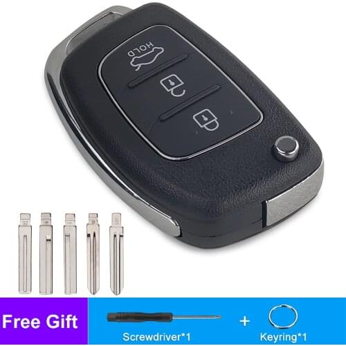 OkeyTech 3/4 Buttons for Hyundai Accent Getz Coupe Azera Santa Elantra I30 IX35 Flip Folding Car Key Shell Fob Case Uncut Blank