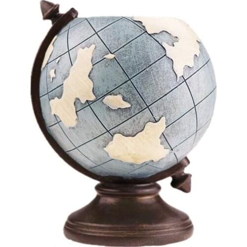 PPYY-Globe Pen Pencil Pot Holder Vintage Pencil Cup Stand Kids Desk Organizer Retro Home Office School Decorations Gifts