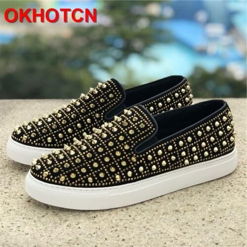 Genuine Leather Casual Shoes Men Slip On Thick Sole Oxford Shoes Gold Rivet Loafers For Men Mocacines Luxury Designer Wide Shoes