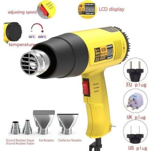 Industrial Electric Thermoregulator LCD Display Wrapping Thermal Power Tool 2000W 2500W Heat Hot Air Guns
