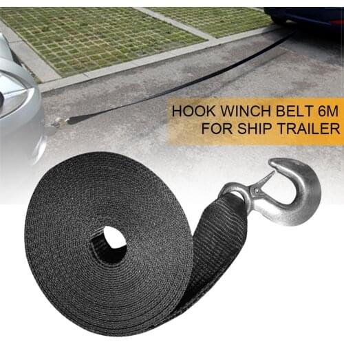 Trailer Winch Strap Heavy Duty Car Vehicles Polyester Practical Boats With Safety Snap Hook Portable Black Webbing Towing Rope