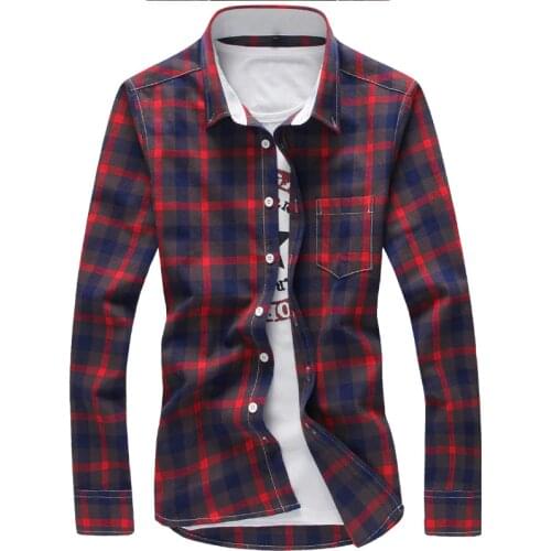 5XL Plaid Shirts Men Checkered Shirt Brand 2020 New Fashion Button Down Long Sleeve Casual Shirts Plus Size