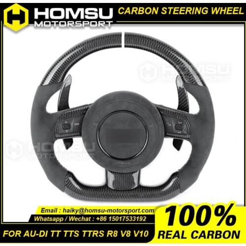 For R8 Carbon Flat Bottom Steering Wheel Upgrade Steering Wheel For audi TT TTS TTRS R8 V8 V10 2008-2019