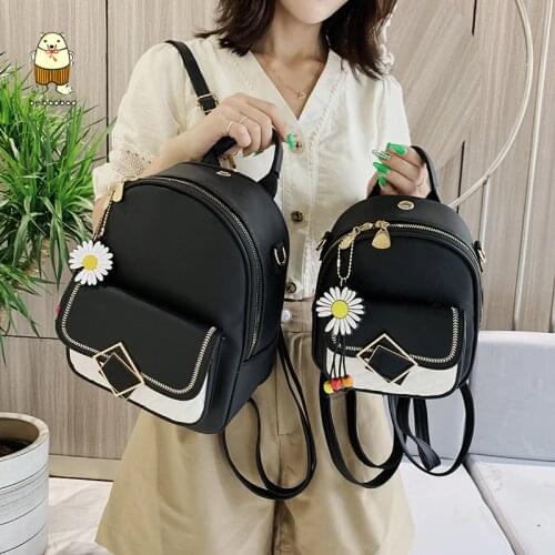 Beibaobao Cute Casual PU Leather Backpack Female Backpack Backpack Women 2021 New Solid Color Small Backpack