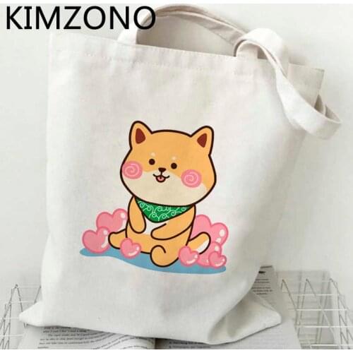 Shiba Inu shopping bag recycle bag canvas bolso handbag bag foldable sac cabas woven tote sacolas