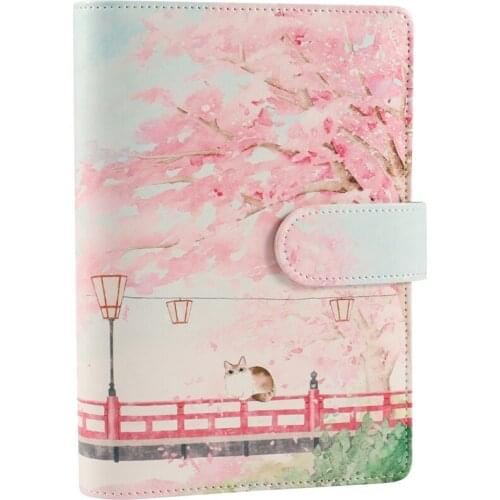 Cherry Blossom Sakura 80 Sheet A6 Loose-Leaf Notebook Journal Agenda Planner Set Stationery,Hand Account Book