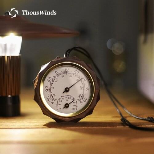 Thous Winds TW5051 Solid Wood Thermometer Hygrometer Outdoor Camping Black Walnut Pointer Thermometer