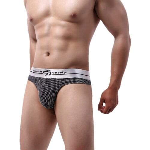 Mens Low Waist Briefs Underwear Underpants Men Thongs G-String Breathable Mesh Men Shorts Big Penis Sexy Panty Men Lingerie