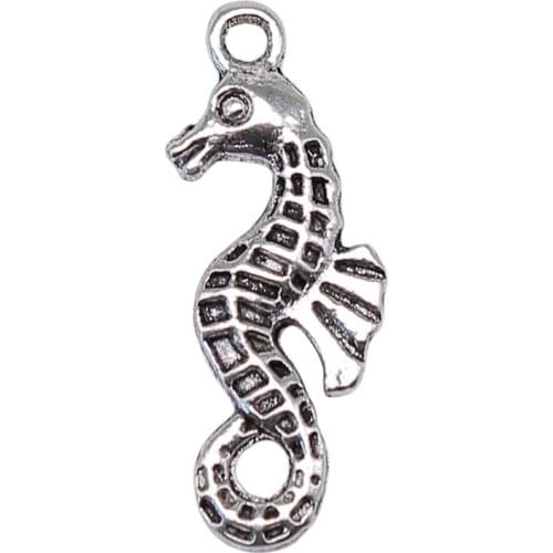 WYSIWYG 10pcs 26x10mm Antique Silver Color Seahorse Pendant For Jewelry Making Hippocampalcharm Seahorse Pendant