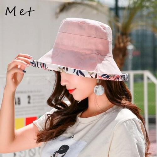 S01 Womens Bucket Hat Double-sided Fisherman Hat Fashion All-atch Four Seasons Hat Big Brim Sun Visor Womens Panam Basin Capa