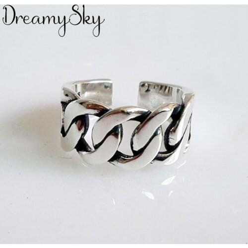 DreamySky Boho Style Silver Color Hollow Chain Rings For Women Lady Girls Opening Rings Party Gifts Anillos 2019