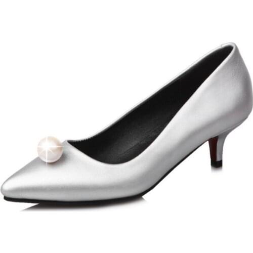 Big Size Pointed pearl decorative shoes ladies high heels women shoes woman pumps