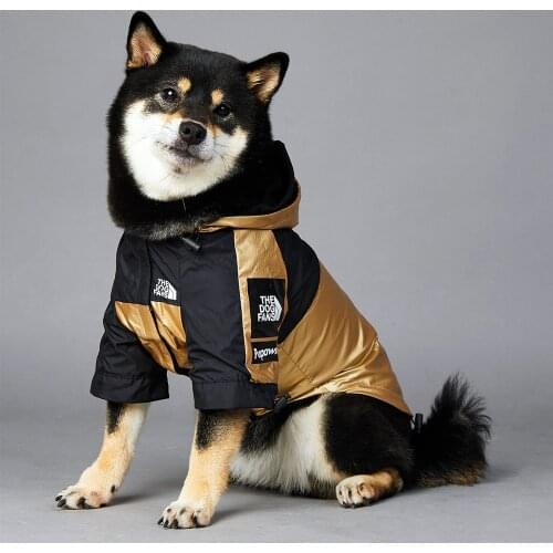 Gold Luxury Dog Clothes for Large Dogs Waterproof Small Dog Jacket Raincoat Puppy Costume Designer Pet Coat Hoodies Outfit Cats