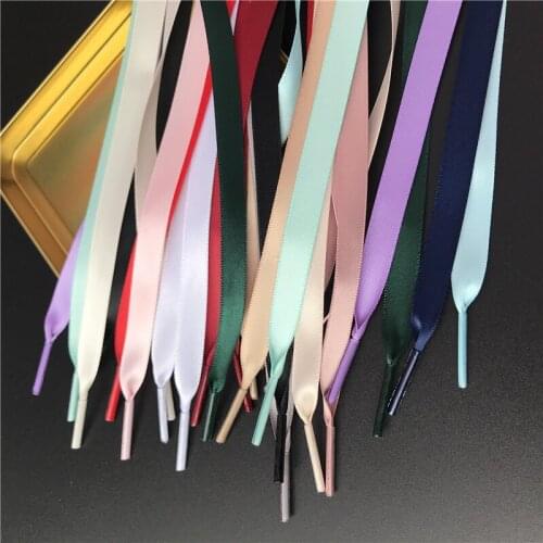1Pair Satin Silk Ribbon Shoelaces White Sneaker shoes lace Canvas shoelaces 1CM Width 80/100/120/150CM Length Shoes lace