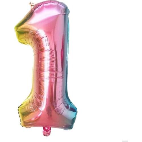1 PCS Iridescent Rainbow Color 16 32 Inch Number Balloon Aluminium Foil Balloons Baby Shower Happy Birthday Party Wedding