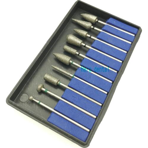 10pcs Dental Diamond Point Polisher Dental HP Shank Rotary Bur Set Lab 2.35mm