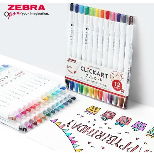 12/36 colors Set Zebra Clickart Anti-blooming Water-based Watercolor Pen WYSS22 Student Hand Book Art Painting Hook Pen