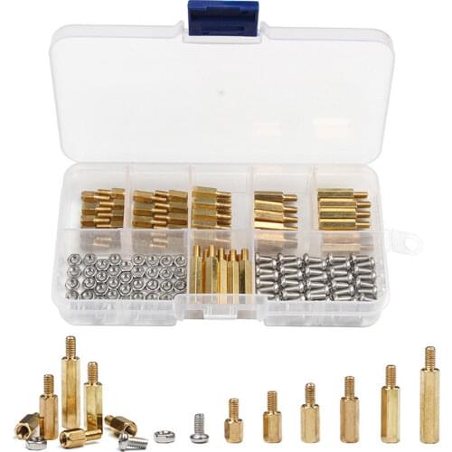 180Pcs M3 Hex Nut Spacing Screw Brass Threaded Pillar PCB Motherboard Standoff Spacer Fastener Tool Kit