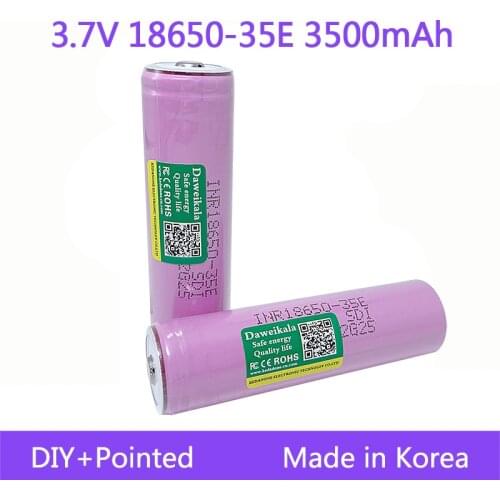 18650 battery 35E 3.7V 3500mAh 18650 Lithium Rechargeable Battery For Flashlight battery for 35E 18650 battery+DIY pointed