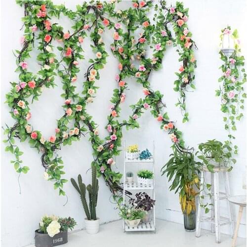 2.3M Artificial Flower Wisteria Garland Rose Vine Garden Hanging Plants Decor Home Wedding Valentines Day Flores Artificiales