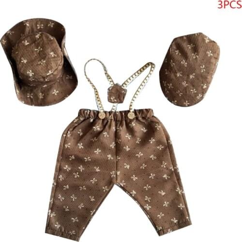 3 Pcs/set Baby Boys Photography Props Newborn Photo Shoot Outfits Infant Gentleman Hats Bib Pants Suit Props 69HE