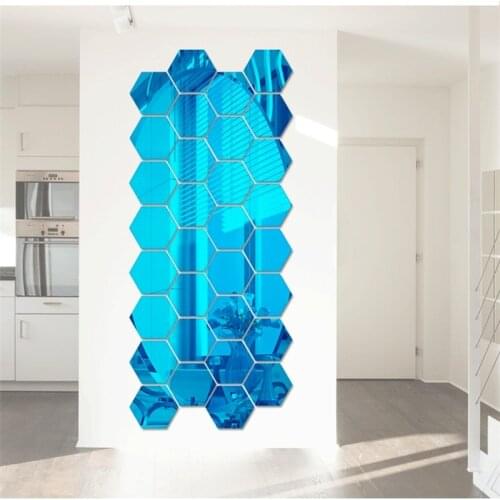 1/12/24pc 3D Mirror Wall Stickers Home Decor Living Room, DIY Hexagonal Acrylic Wallpaper for Kids Children Rooms Big Size