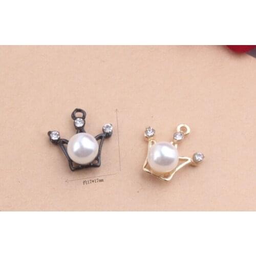 5pcs Zinc Alloy Hollowed Out Crown Shape charm pendant With Glass Pearl For DIY Necklace/Bracelet Earrings Jewelery Making y1562