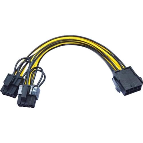 20CM Pc Power Supply CPU Molex 8 Pin To 2 PCI-e 8 (6+2) Pin Pci Express Graphics Card Connectors Internal Cable Power Splitters