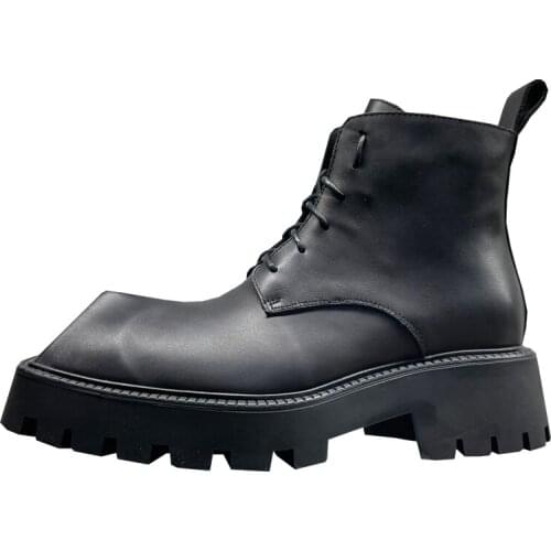 Owen Seak Men High-TOP Chelsea Riding Boots Genuine Leather Women Sneaker Luxury Trainers Casual Lace-up Zip Flat Black Shoes