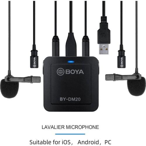 BOYA BY-DM20 Dual Head Detachable Lavalier Lapel Microphone Compatible with Type-C USB Interface MIC Real-time Monitoring 1 orde