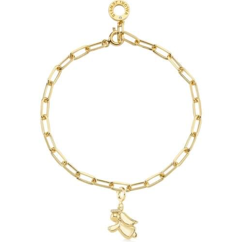 Valori Jewels Angel, Zirconia Gemstone, Gold Plated, Sterling Silver Charm Bracelet