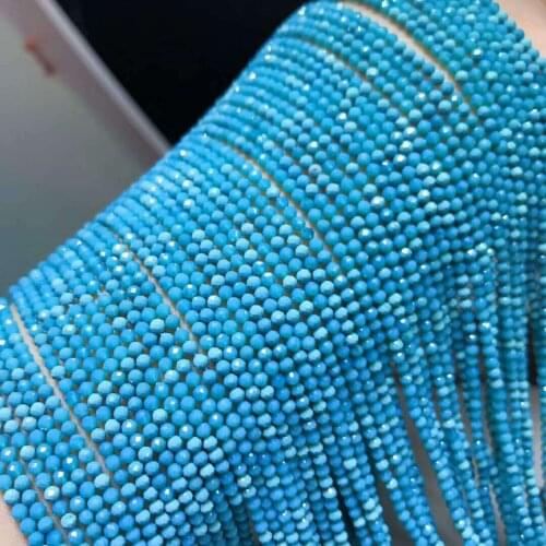 Natural Blue stone football face loose beads 3mm semi-finished small code beads jewelry making necklace DIY bracelet 39cm