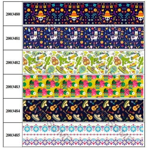Mexico Flower Style Printed Grosgrain/Satin Ribbon 5 Yards 22mm/25mm/38mm/50mm/75mm for DIY Hair Accessories Party Bow