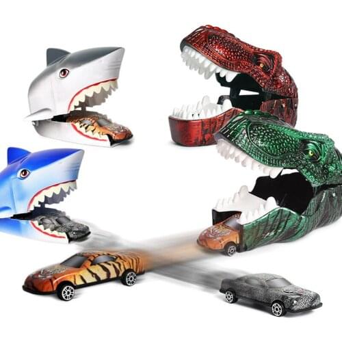 Dinosaur Marine Life Shark Movable Doll Toy Catapult Car Simulation Tyrannosaurus Model Toy Speed Car Child Birthday Gift Toy