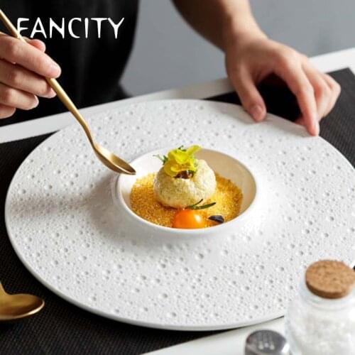 FANCITY White creative western food plate Nordic high-end French cuisine Italian cuisine tableware pasta plate dessert plate des