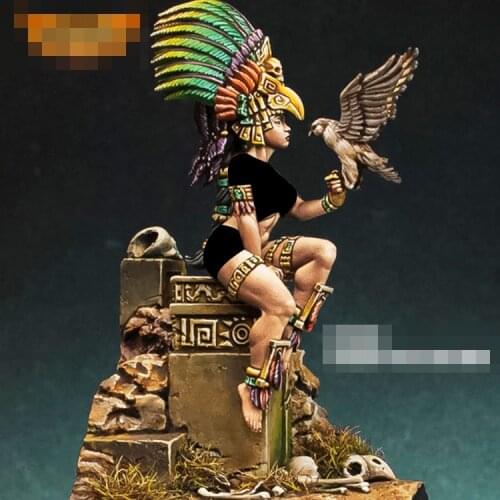 28mm Resin Model figure GK Female Priest with Bird Fantasy theme Unassembled and unpainted kit