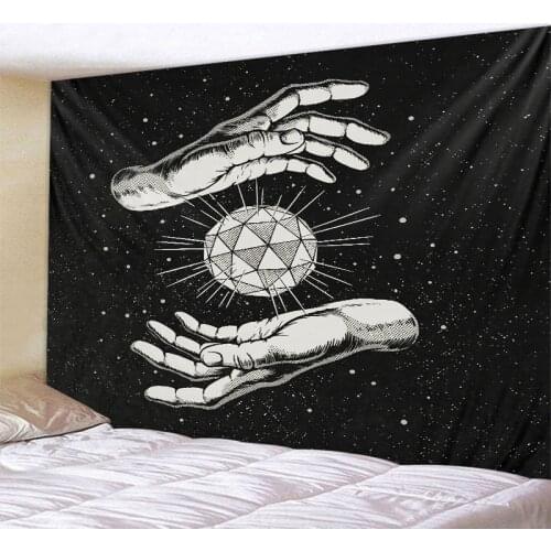 Starry sky totem pattern tapestry mandala tapestry moon sun white black tapestry hippie room decoration psychedelic tapestry