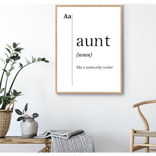 Best Aunt Gift Aunt Definition Art Prints Black and White Modern Minimalist Quote Poster Canvas Painting Wall Picture Decoration