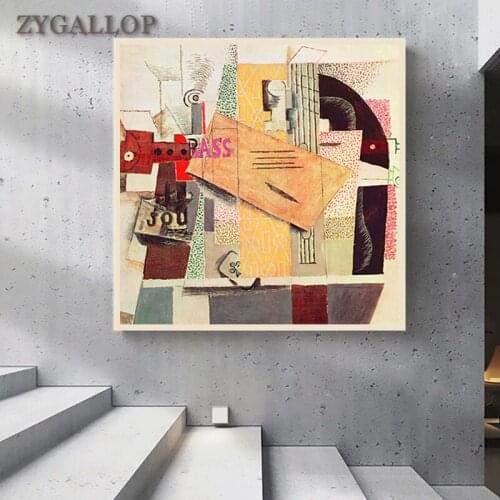 Canvas Print Picasso Famous Paintings Violin abstract Oil Painting Classic Artwork Wall Art Pictures For Living Room Wall Decor