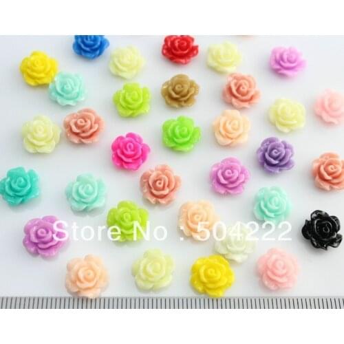 50pcs kawaii mini rose flower Resin floral cameo gem flatback Cabochon cab nail art 11mm lovely resin rose