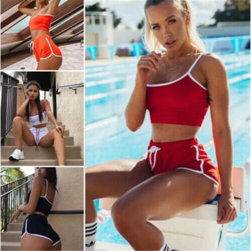 Summer Women Sexy Sports Suit Suit Workout Crop Top Vest Short Pants Athletic 2Pcs Sets