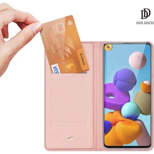 For Samsung Galaxy A21S DUX DUCIS Skin Pro Series Leather Wallet Flip Case Full Protection Steady Stand Magnetic Closure