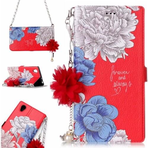 Go2linK Leather Floral Case For Coque Sony Xperia L1 Stand Case Capa Painted Chrysanthemum Phone Bag Cases Flip Wallet Cover
