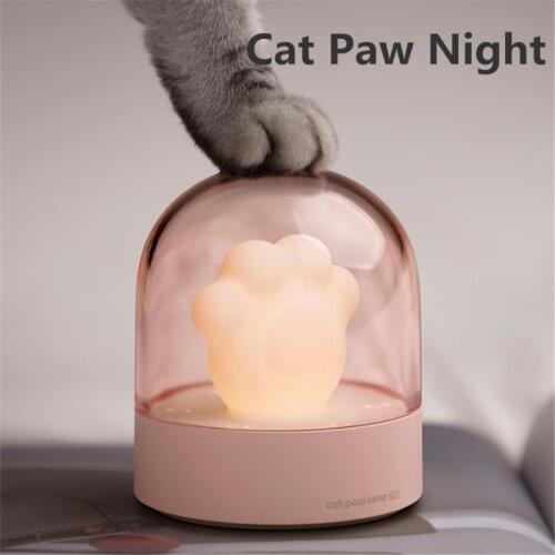 Creative Cat Paw Night Light USB Rechargeable Dynamic Lighting Music Box LED Night Lamp Creative Bedroom Desktop Decor Lamp