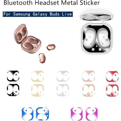 Metal Dustproof Sticker for Samsung Galaxy Buds Live Earphone Charging Box Electroplated Metal Skin Sticker Inner Cover Patch